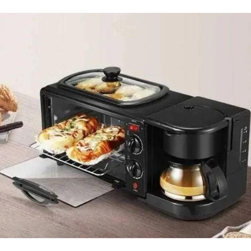 Електропіч,-електросковорідка-кавоварка Domotec MS-5308B, 1050 Вт, 3 в 1