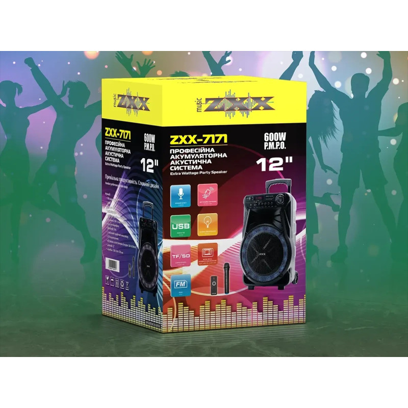 Акустична переносна колонка ZXX-7171 600Вт 12"