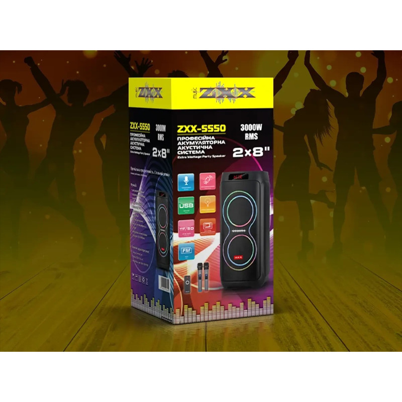 Акустична переносна колонка ZXX-5550 80Вт 2x8"