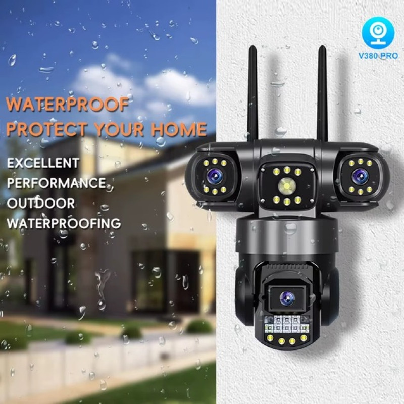 Wi-Fi IP-камера с 3 объективами (APP V380/V380Pro, PTZ, IP66)