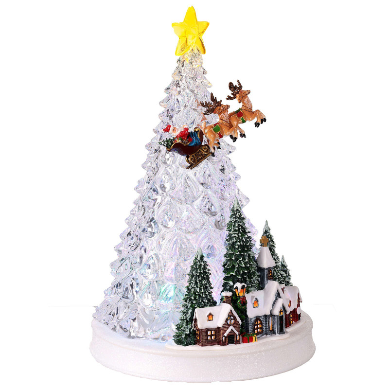 XMAS Новорічний нічник «Ялинка з Санта-Клаусом» WDL-24080A (32 см)