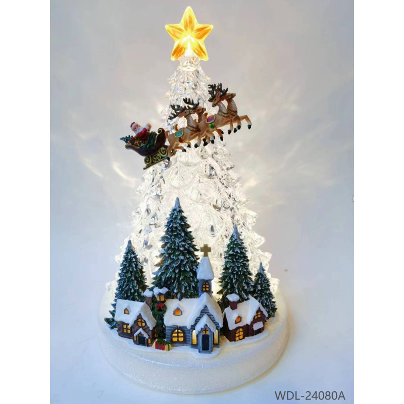 XMAS Новорічний нічник «Ялинка з Санта-Клаусом» WDL-24080A (32 см)