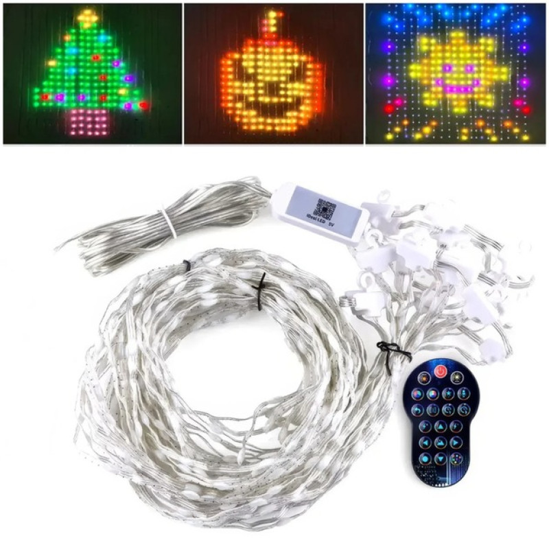Світлодіодна гірлянда-штора SFK 08, 3×2 м, 400 LED, керування через додаток та пульт