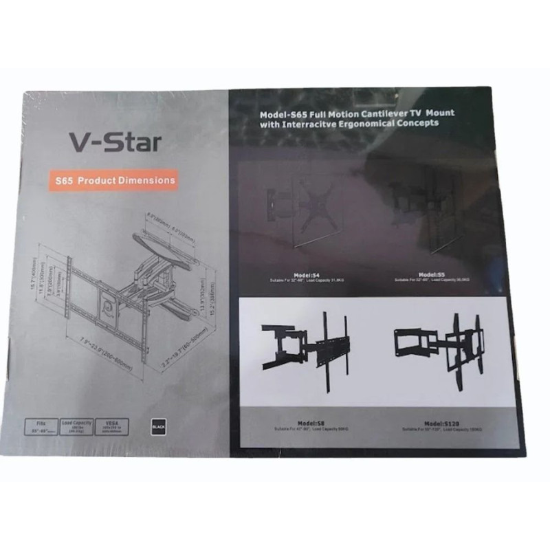 Поворотне настінне кріплення для ТБ 55&ndash;85" V-Star S65
