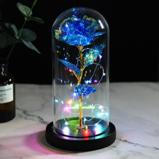 Нічник «Вічна троянда у колбі» (блакитна, 18 см)