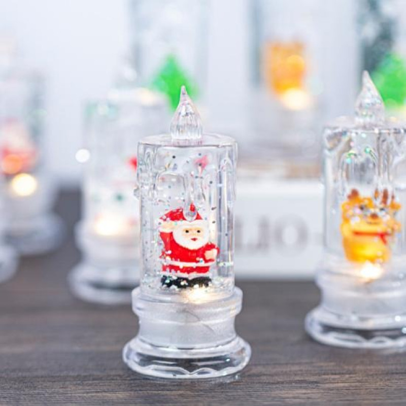Нічник "Різдвяна свічка з фігурками" (14 см, LED Crystal Candle)