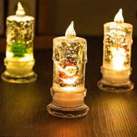 Нічник "Різдвяна свічка з фігурками" (14 см, LED Crystal Candle)