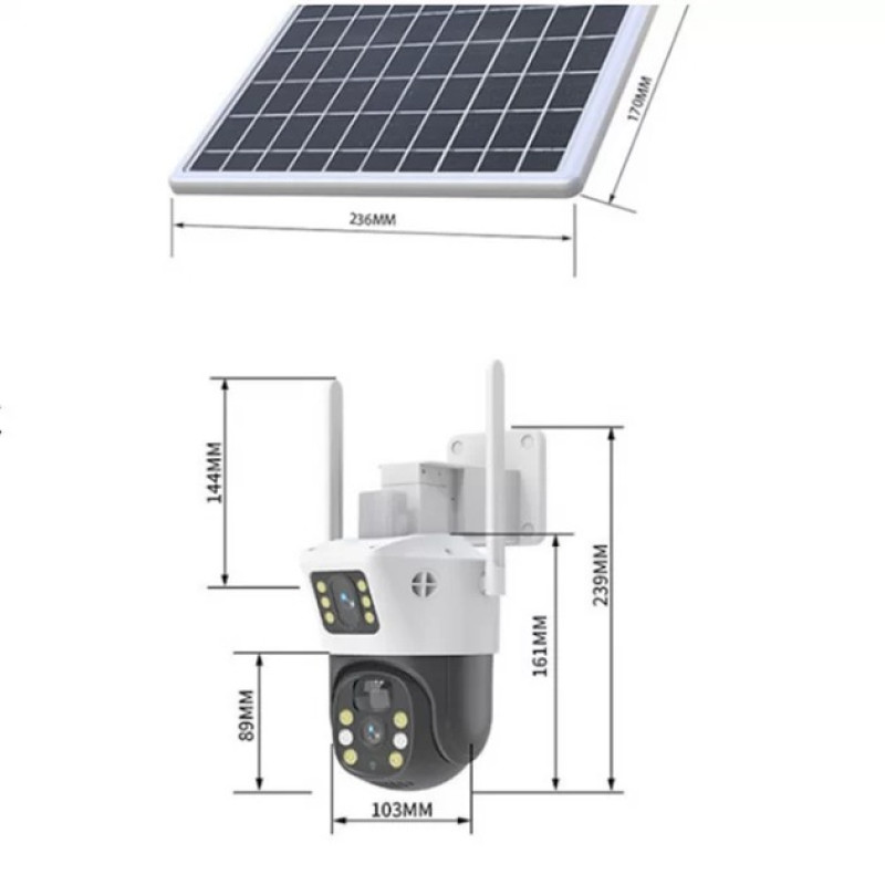 Вулична 4G камера V36-4G SOLAR із двома лінзами, сонячною панеллю