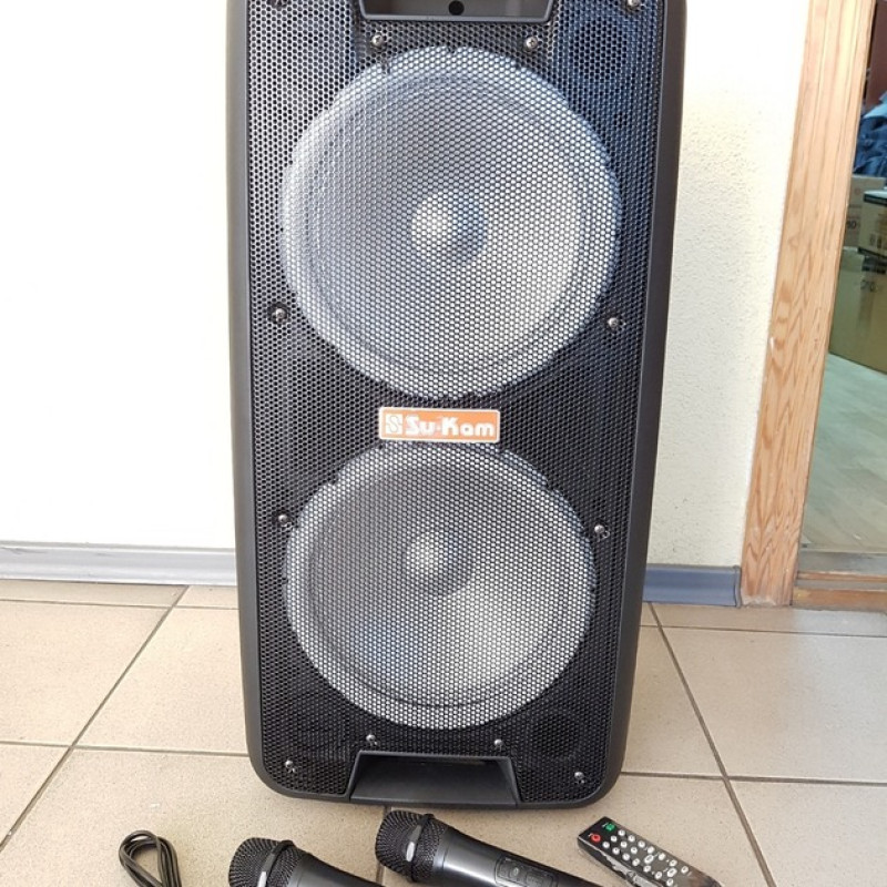 Портативна колонка Su-Kam 1010 + 2 мікрофони + BT 12v220v