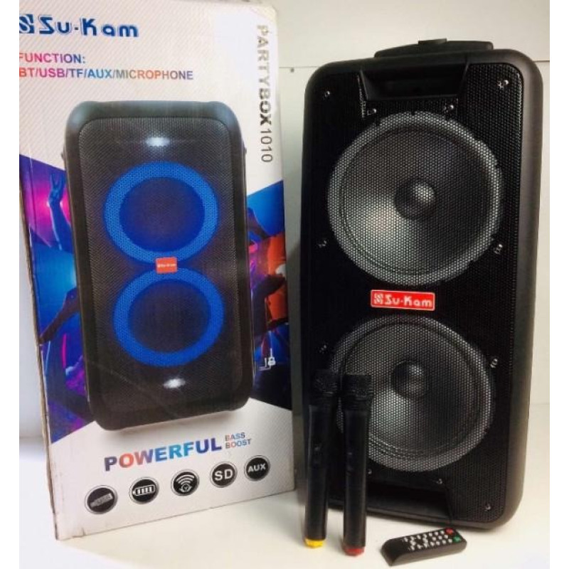 Портативная колонка Su-Kam 1010 + 2 микрофона + BT 12v220v- Замовити за ціною 6930 грн.