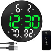 Електронний настінний годинник DS-3813L, 26 см, LED, чорний