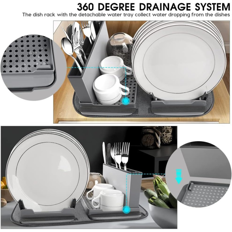 Сушарка для посуду з килимком та піддоном Scalable Drain Rack
