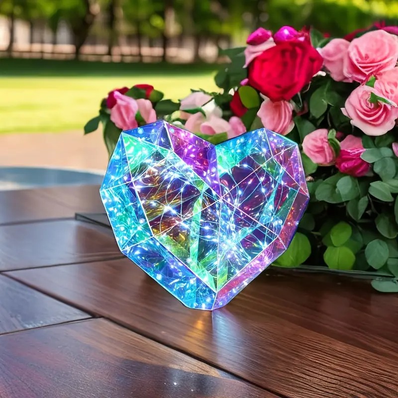 Нічник 3D «Серце», голографічний ефект, Multi-підсвічування, USB (25×20 см)