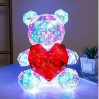 Нічник 3D «Ведмедик з серцем», голографічний ефект, (30×24 см)