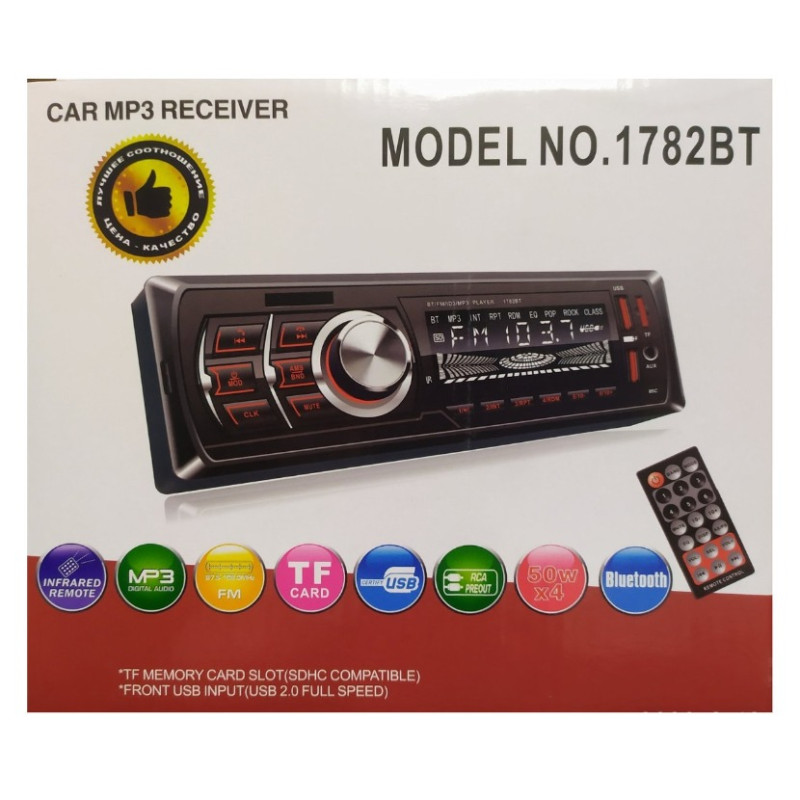 Автомагнітола MP31782, Bluetooth, 1DIN,