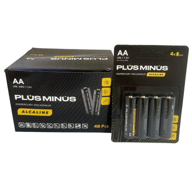 (тільки коробкою)Батарейка Plus Minus AA LR6 Alkaline Power, 1.5 В, 4 шт в блістері (BPM-4LR06)- Замовити за ціною 7 грн.