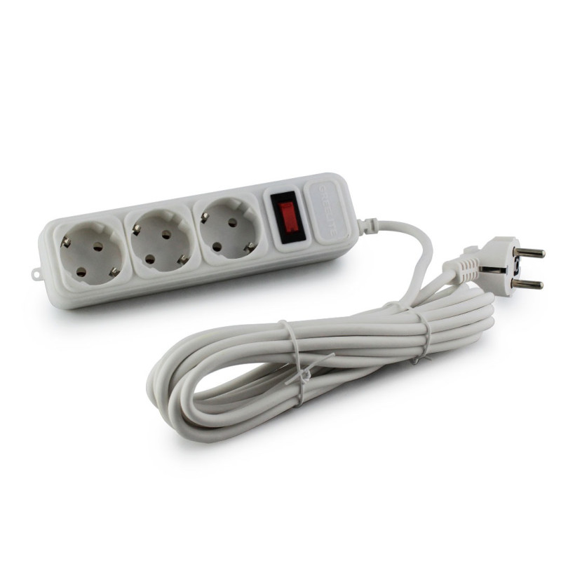 Фільтр мережі SP3, 3 розетки, 5 м, чорний/білий