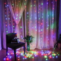 Гирлянда светодиодная «Штора», 3×2 м, 240 LED, мультицвет, прозрачный провод, от сети