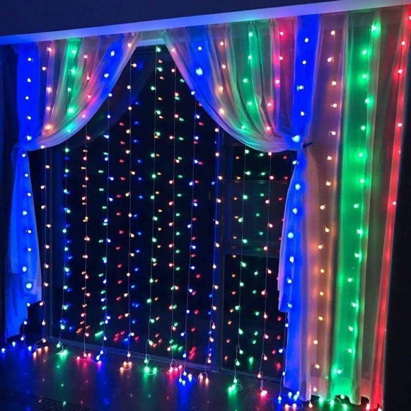 Гірлянда світлодіодна «Штора» внутрішня, 3×2 м, 240 LED, мультицвіт, білий провід