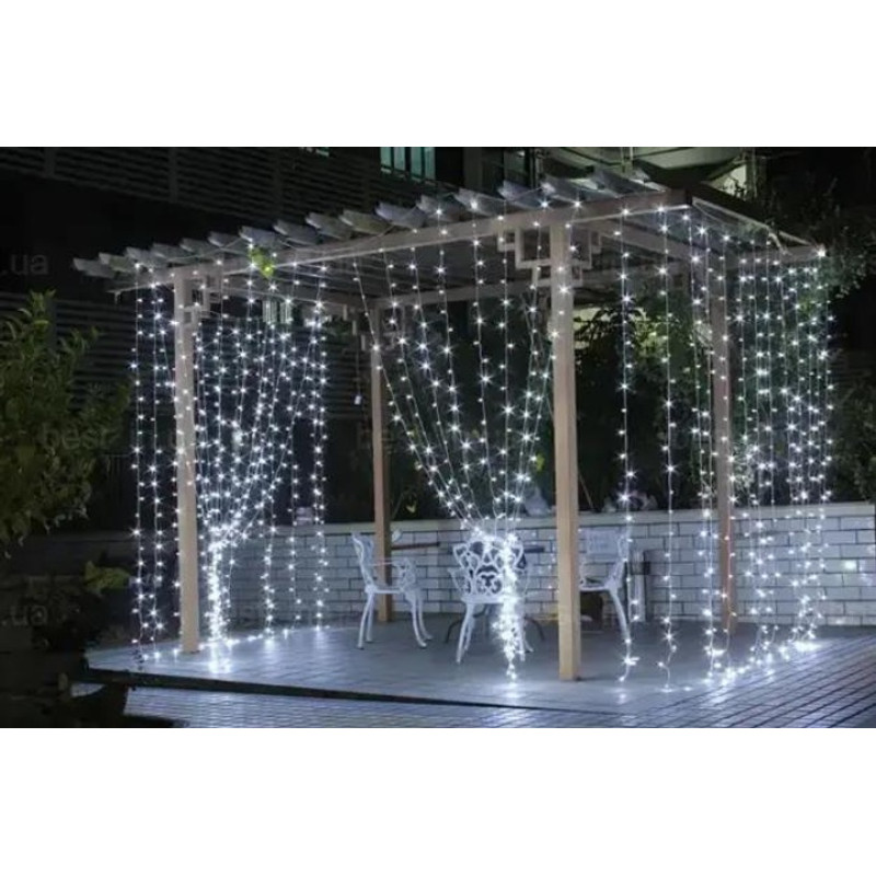 Гірлянда вулична штора, 480 LED, біле світло, 3.0 × 2.25 м,