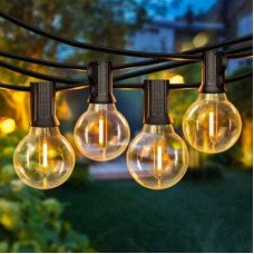 Гірлянда декоративна у вигляді круглих лампочок, 10 м, 20 LED, тепле жовте світло від сонячної батареї.