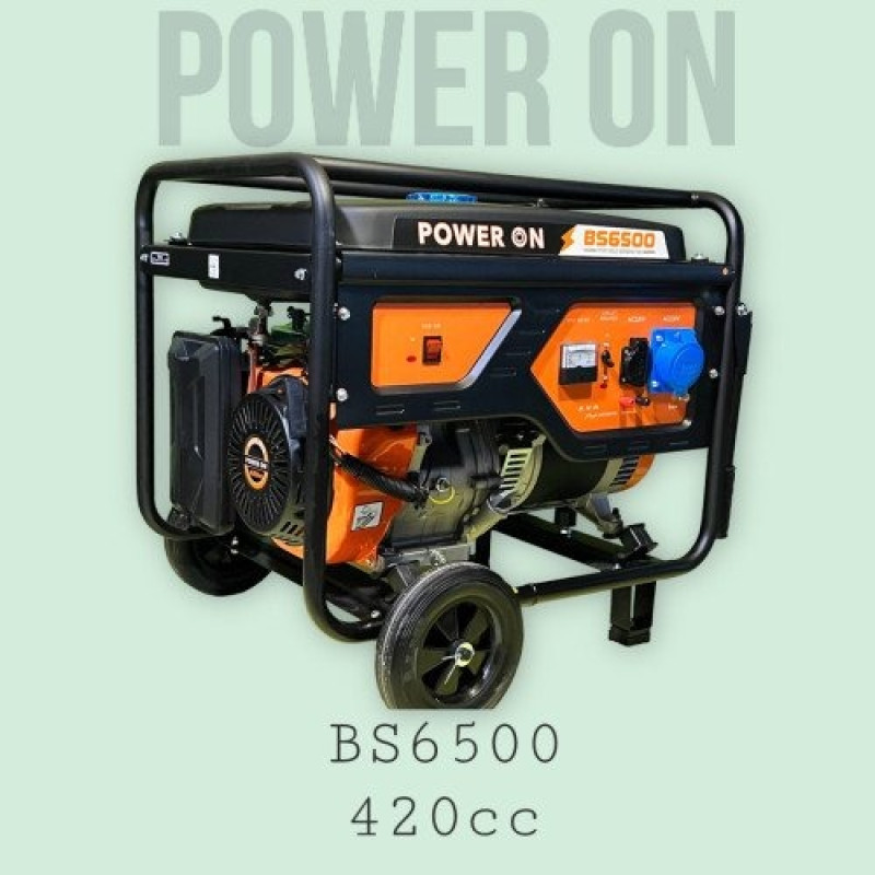 Бензиновий генератор POWER ON BS6500, 5.5 кВт, 23 л, 16 л.с., ручний запуск