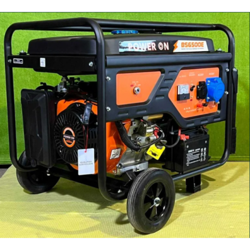 Бензиновий генератор POWER ON BS6500, 5.5 кВт, 23 л, 16 л.с., ручний запуск