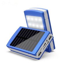 Повербанк с солнечной панелью, 30000 мА·ч, 2 USB, LED-панель, фонарик