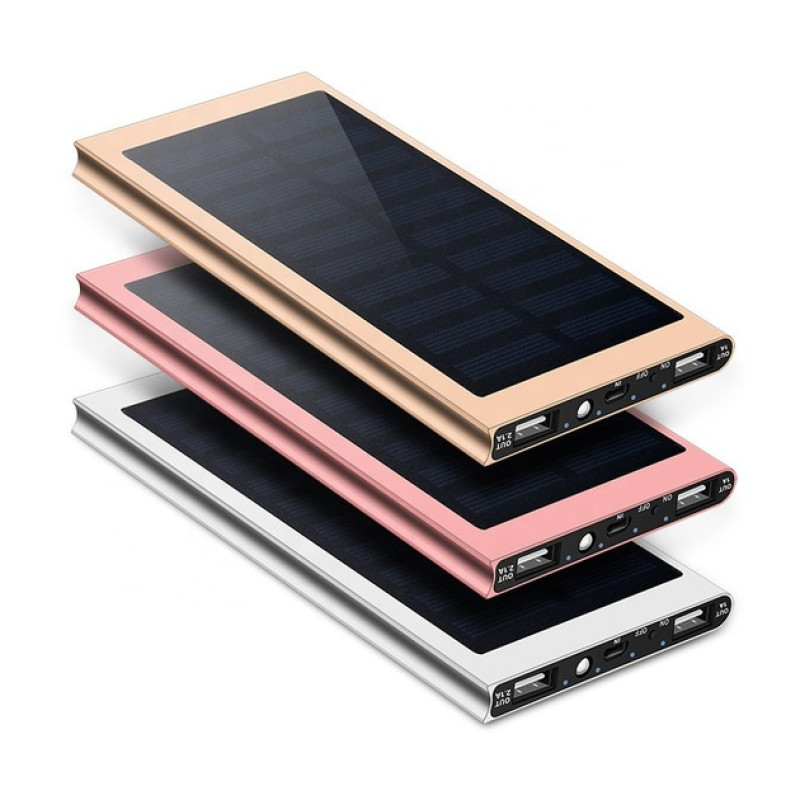 Повербанк PowerBank 20000 мА·год, сонячна панель, 2 USB-виходи 5 В/2,1 А