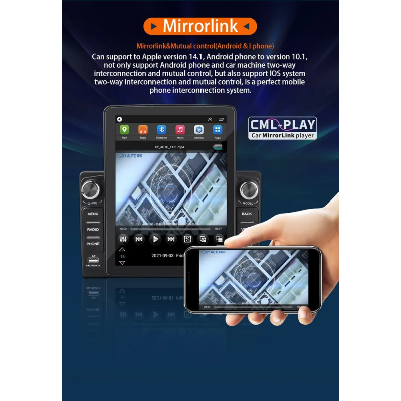 Автомагнитола 9582A 9,5" CarPlay Android 4+64 ГБ