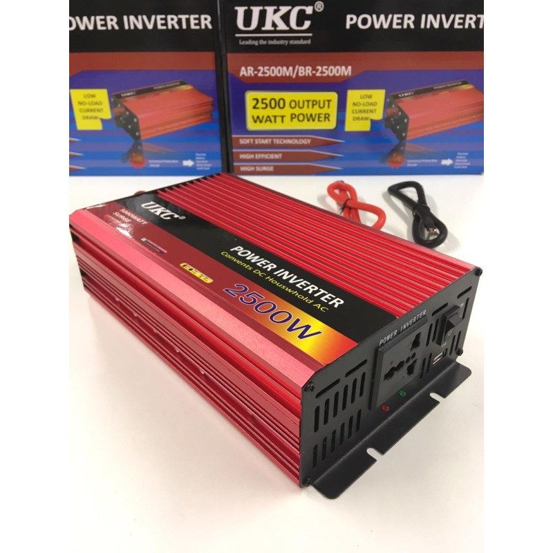Перетворювач UKC KC-2500 W, 12–220 В, 2500 Вт, USB, модифікована синусоїда