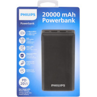 Повербанк Philips, 20000 мА·год, PD 20 W, USB-A, USB-C, micro USB