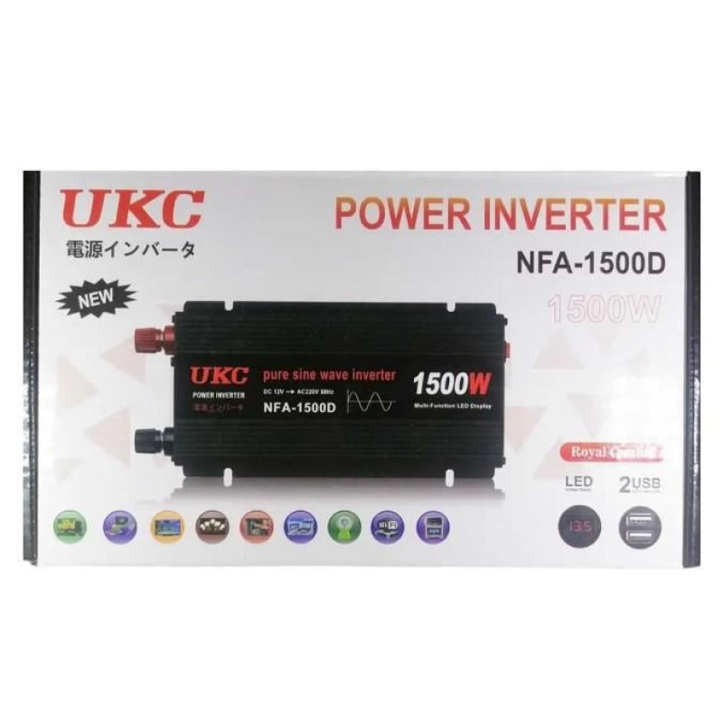 Перетворювач NFA-1500D, 12V-220V, чиста синусоїда, 1500 W