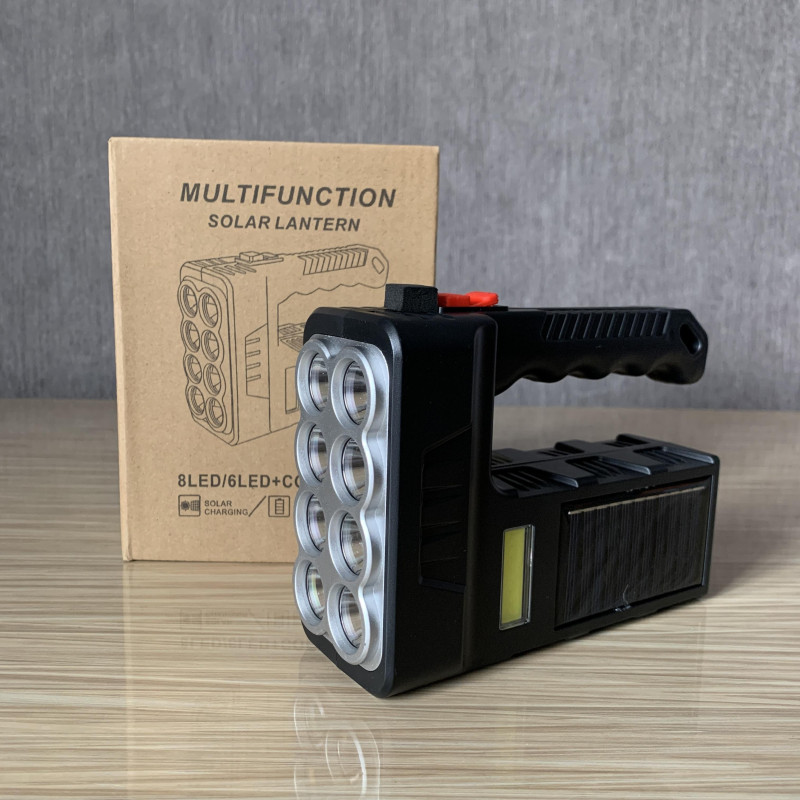 Ліхтар ручний HX-8 COB Solar, 8 LED, бічне світло, сонячна панель, USB