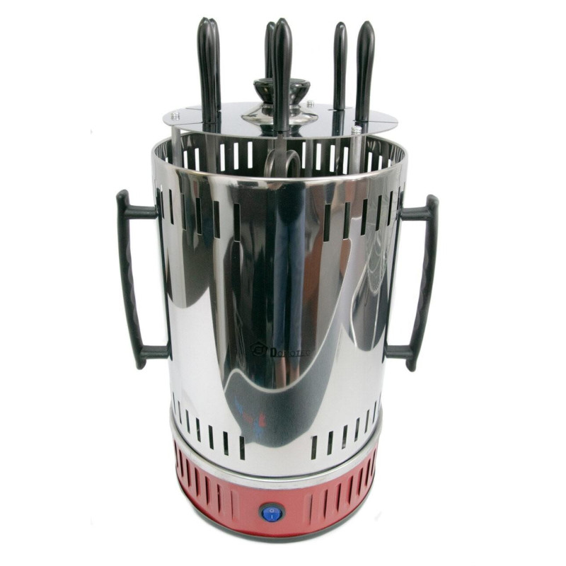 Електрошашличниця вертикальна Domotec BBQ MS‑7783, 1000 Вт, 6 шампурів, червона