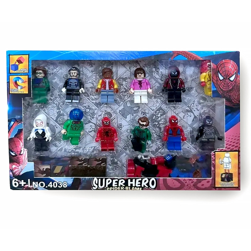Набір фігурок Super Hero Spider-Blame, MOG4038, 12 фігурок + 1 сюрприз, магнітні кубики