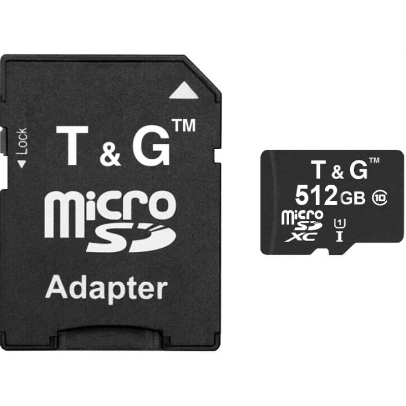 Карта пам'яті microSD 512 ГБ, Class 10, з адаптером SD