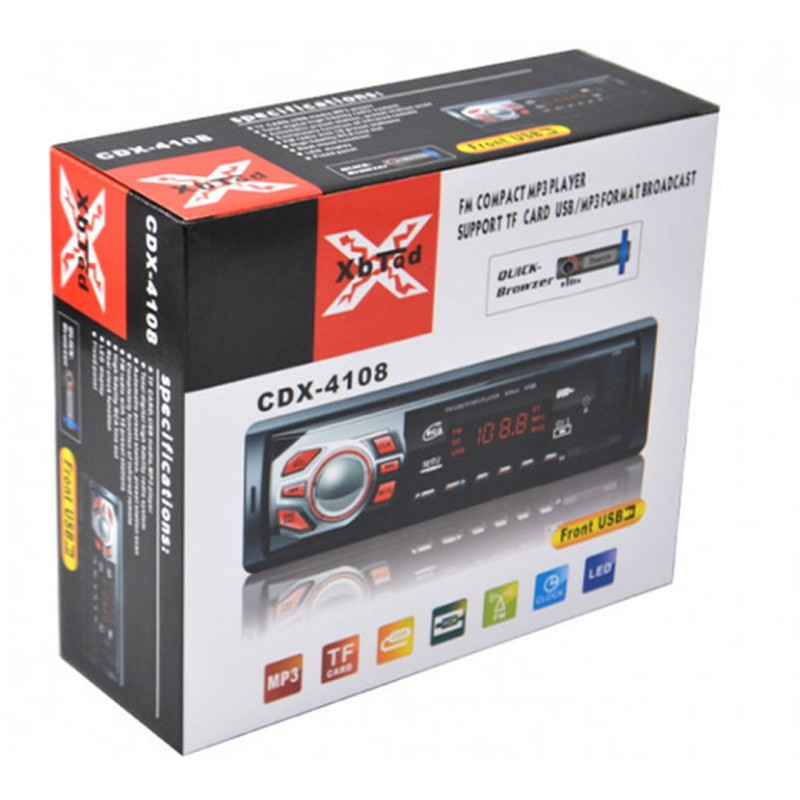 Автомагнитола Xbroad CDX-4108, FM/USB/TF/MP3, 60W×4