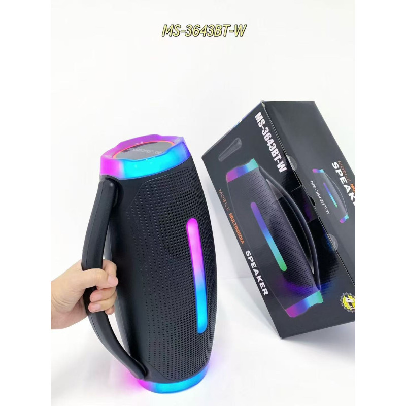 Портативная Bluetooth колонка MS-3643BT-W с беспроводным микрофоном, RGB-подсветка, USB, SD, FM, AUX, 20 Вт- Замовити за ціною 1056 грн.