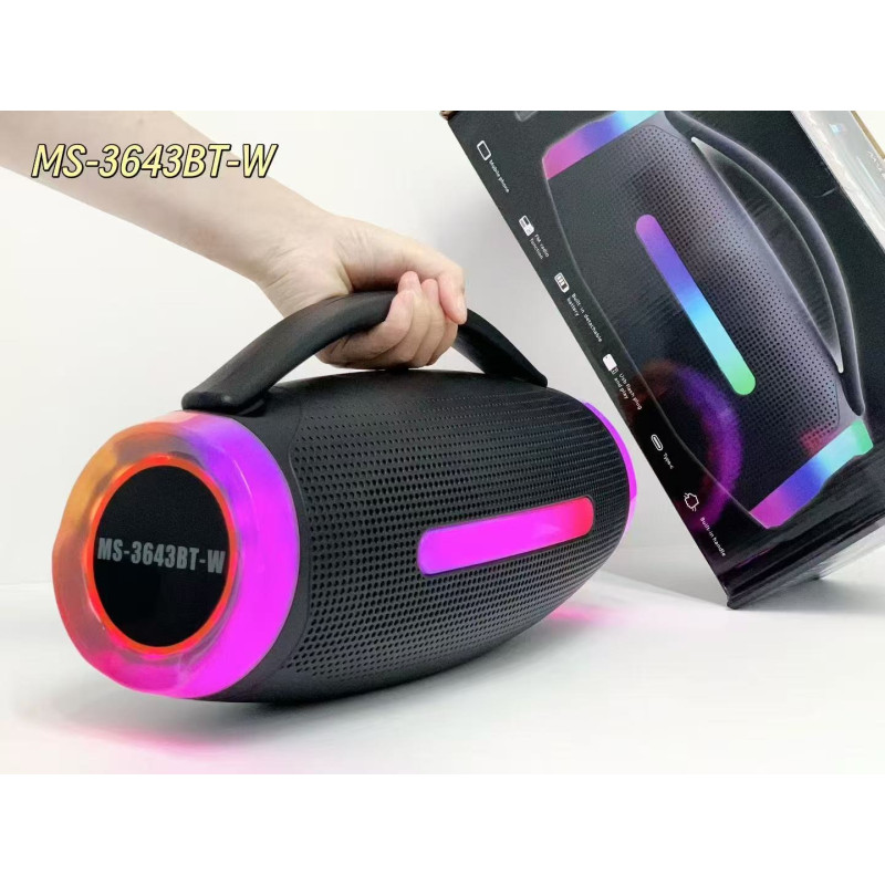 Портативная Bluetooth колонка MS-3643BT-W с беспроводным микрофоном, RGB-подсветка, USB, SD, FM, AUX, 20 Вт- Замовити за ціною 1056 грн.