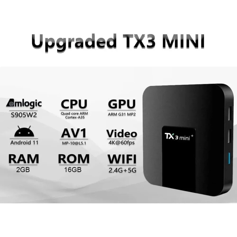 Смарт-приставка TX3 Mini, 2 ГБ/16 ГБ, Android 11, Wi-Fi 2.4G- Замовити за ціною 990 грн.