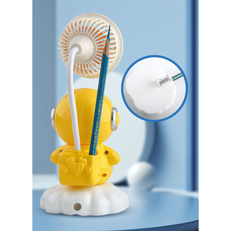 Вентилятор настольный Desktop Fan Y6, аккумуляторный, 3 режима, подсветка, гибкая ножка, точилка- Замовити за ціною 211 грн.