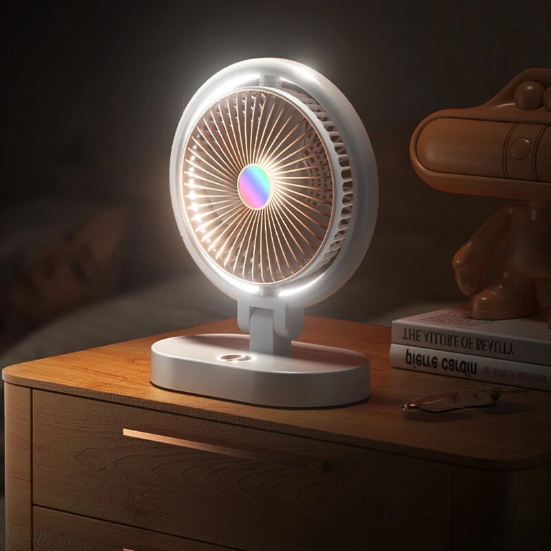 Вентилятор настільний Desktop Fan F16, акумуляторний, 3 режими, підсвічування