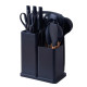 Набор кухонных принадлежностей Kitchenware Set 19 в 1 с ножами, ножницами и доской на подставке