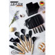 Набор кухонных принадлежностей Kitchenware Set 19 в 1 с ножами, ножницами и доской на подставке