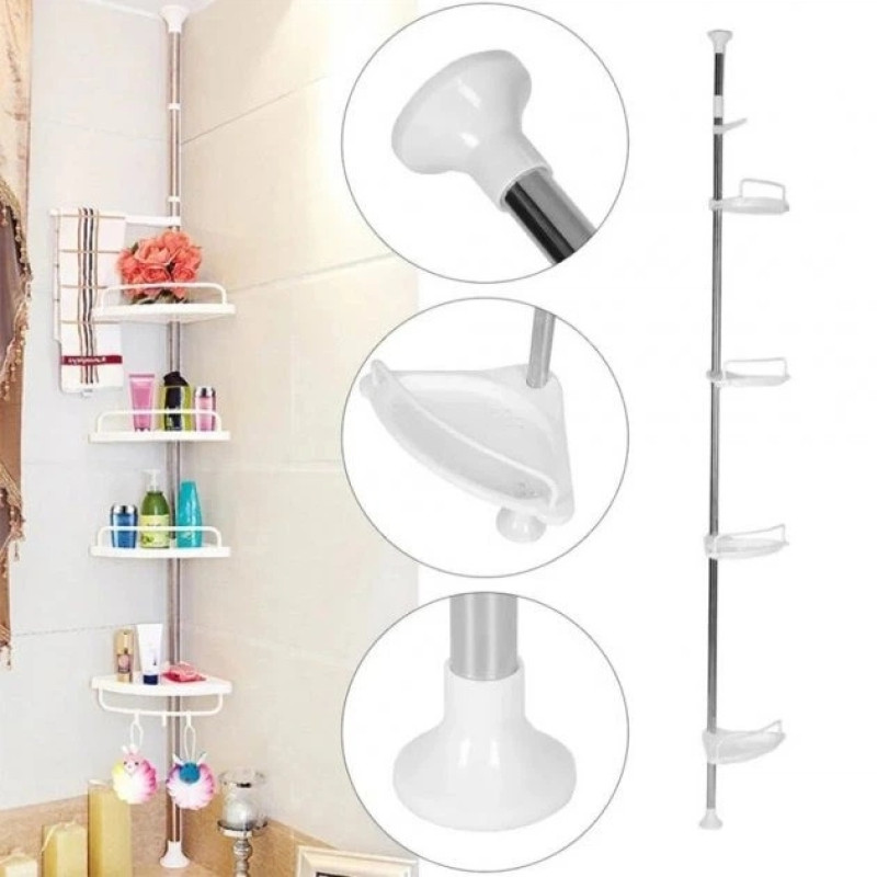 Полиця кутова Multi Corner Shelf для ванної кімнати 4-ярусна, 210×34×22 см,