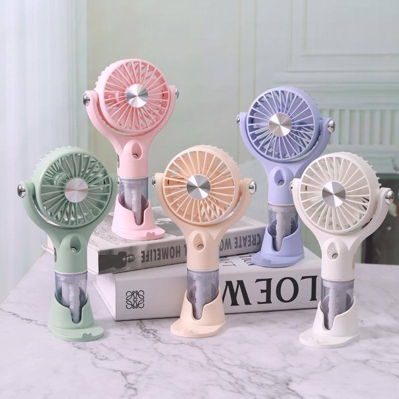 Вентилятор ручний Spray Fan LX633Y, з акумулятором, зволожувачем, підставкою для телефону, Type-C