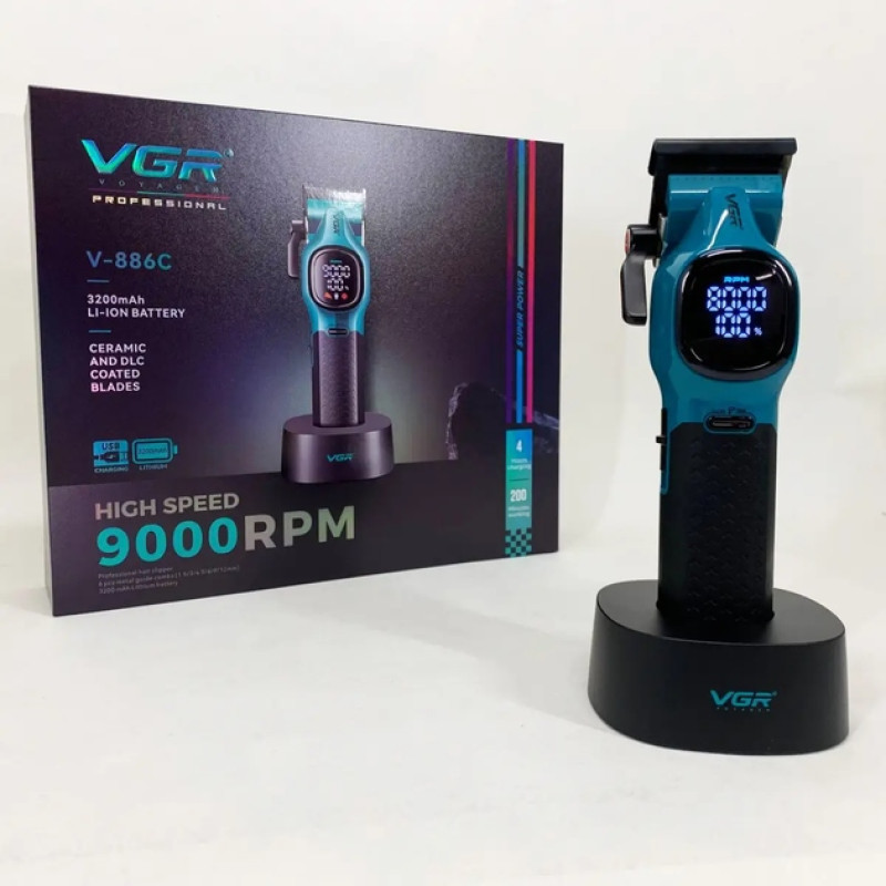 Машинка для стрижки VGR V-886C, акумуляторна, 9000 об/хв, 3200 мА·год