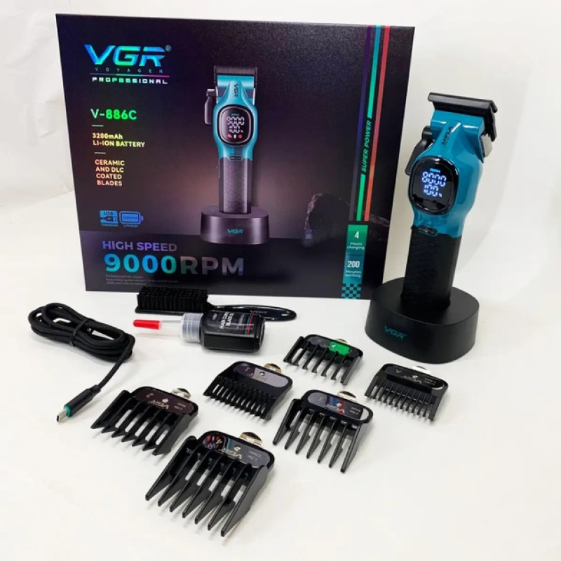 Машинка для стрижки VGR V-886C, акумуляторна, 9000 об/хв, 3200 мА·год
