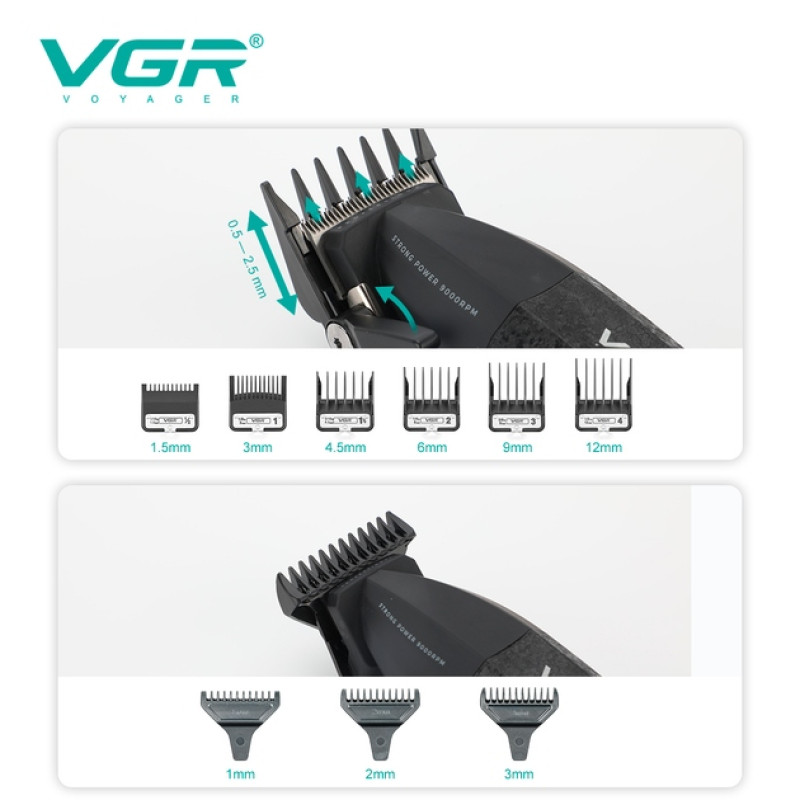 Машинка для стрижки VGR V-640 S3, набір 3 в 1 (машинка, триммер, електробритва)